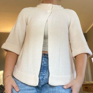 Vintage AB Studio Cream Quarter Length Sleeve Knit Sweater Cardigan